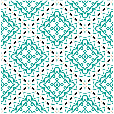 Vector geometric ornament in ethnic style. Seamless pattern with abstract shapes, repeat tiles. Vintage retro texture.Repeating pattern for decor, fabric,textile and fabric.のイラスト素材