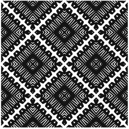 Vector pattern in geometric ornamental style. Black and white color.Seamless repeat pattern.Simple...