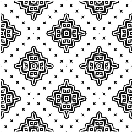 Vector pattern in geometric ornamental style. Black and white color.Seamless repeat pattern.Simple...
