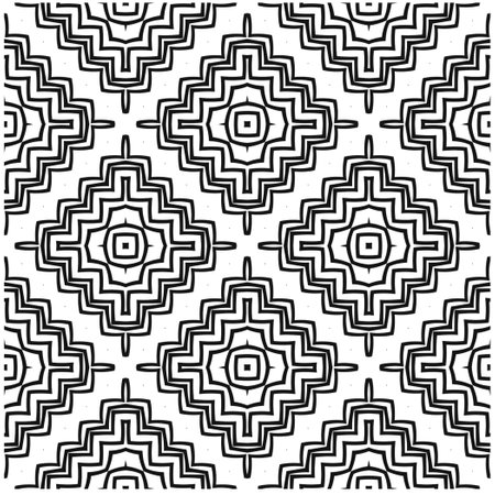 Vector pattern in geometric ornamental style. Black and white color.Seamless repeat pattern.Simple geo all over print block for apparel textile, ladies dress, fashion garment, digital wall paper.のイラスト素材