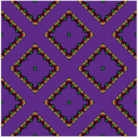 Vector geometric ornament in ethnic style. Seamless pattern with abstract shapes, repeat tiles. Vintage retro texture.Repeating pattern for decor, fabric,textile and fabricのイラスト素材