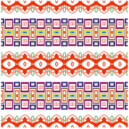 Vector geometric ornament in ethnic style. Seamless pattern with abstract shapes, repeat tiles. Vintage retro texture.Repeating pattern for decor, fabric,textile and fabric.のイラスト素材