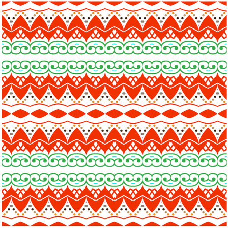 Vector geometric ornament in ethnic style. Seamless pattern with abstract shapes, repeat tiles. Vintage retro texture.Repeating pattern for decor, fabric,textile and fabric.のイラスト素材
