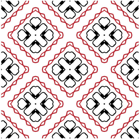 Vector geometric ornament in ethnic style. Seamless pattern with abstract shapes, repeat tiles. Vintage retro texture.Repeating pattern for decor, fabric,textile and fabric.のイラスト素材