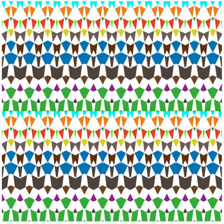 Vector geometric ornament in ethnic style. Seamless pattern with abstract shapes, repeat tiles. Vintage retro texture.Repeating pattern for decor, fabric,textile and fabric.のイラスト素材