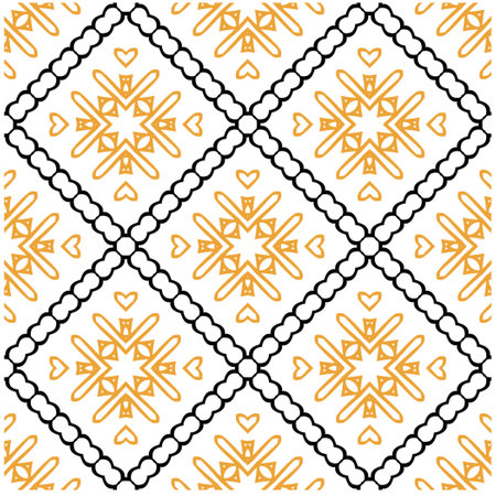 Vector geometric ornament in ethnic style. Seamless pattern with abstract shapes, repeat tiles. Vintage retro texture.Repeating pattern for decor, fabric,textile and fabric.のイラスト素材