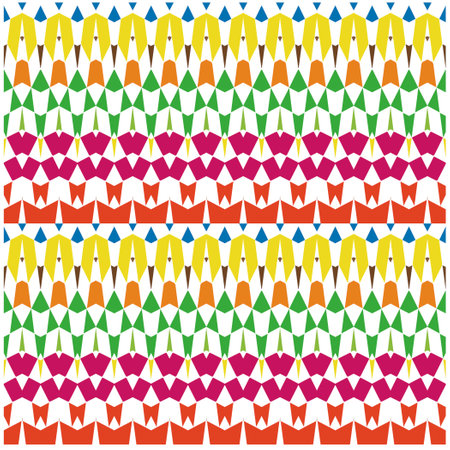 Vector geometric ornament in ethnic style. Seamless pattern with abstract shapes, repeat tiles. Vintage retro texture.Repeating pattern for decor, fabric,textile and fabric.のイラスト素材