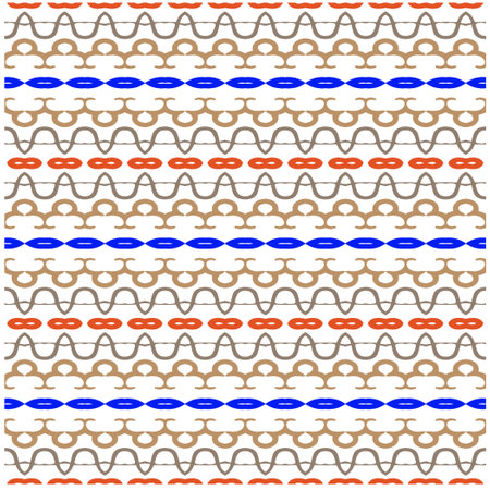 Vector geometric ornament in ethnic style. Seamless pattern with abstract shapes, repeat tiles. Vintage retro texture.Repeating pattern for decor, fabric,textile and fabric.のイラスト素材