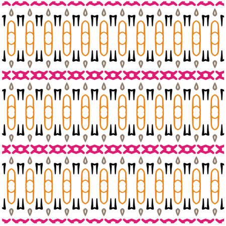 Vector geometric ornament in ethnic style. Seamless pattern with abstract shapes, repeat tiles. Vintage retro texture.Repeating pattern for decor, fabric,textile and fabric.のイラスト素材