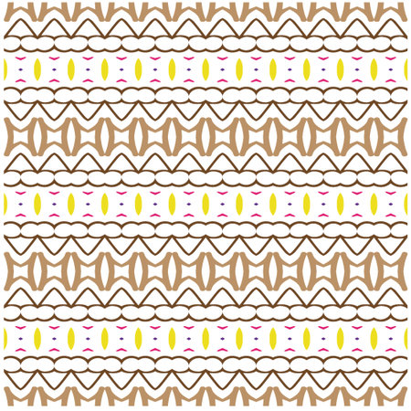 Vector geometric ornament in ethnic style. Seamless pattern with abstract shapes, repeat tiles. Vintage retro texture.Repeating pattern for decor, fabric,textile and fabric.のイラスト素材