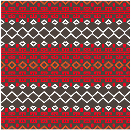 Vector geometric ornament in ethnic style. Seamless pattern with abstract shapes, repeat tiles. Vintage retro texture.Repeating pattern for decor, fabric,textile and fabric.のイラスト素材