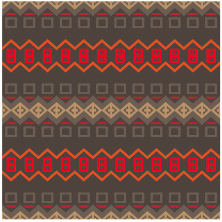 Vector geometric ornament in ethnic style. Seamless pattern with abstract shapes, repeat tiles. Vintage retro texture.Repeating pattern for decor, fabric,textile and fabric.のイラスト素材