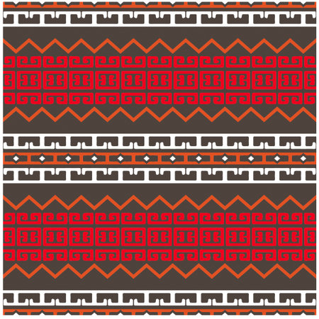 Vector geometric ornament in ethnic style. Seamless pattern with abstract shapes, repeat tiles. Vintage retro texture.Repeating pattern for decor, fabric,textile and fabric.のイラスト素材
