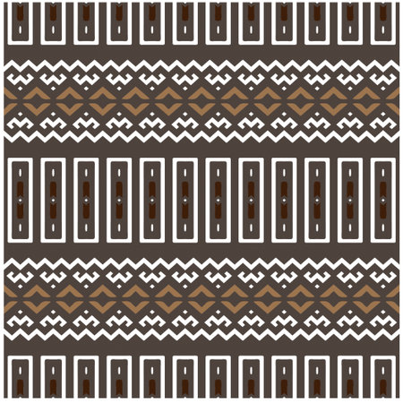 Vector geometric ornament in ethnic style. Seamless pattern with abstract shapes, repeat tiles. Vintage retro texture.Repeating pattern for decor, fabric,textile and fabric.のイラスト素材