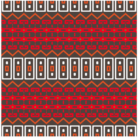 Vector geometric ornament in ethnic style. Seamless pattern with abstract shapes, repeat tiles. Vintage retro texture.Repeating pattern for decor, fabric,textile and fabric.のイラスト素材