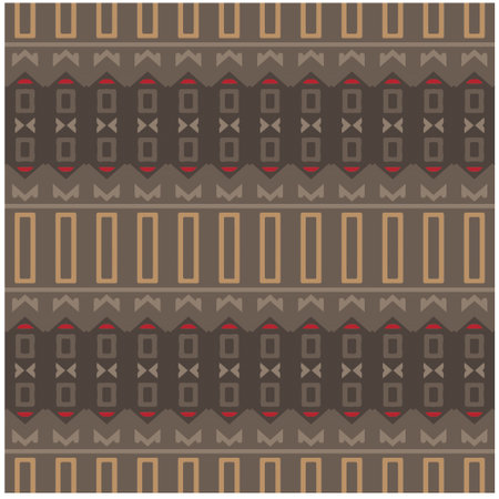 Vector geometric ornament in ethnic style. Seamless pattern with abstract shapes, repeat tiles. Vintage retro texture.Repeating pattern for decor, fabric,textile and fabric.のイラスト素材