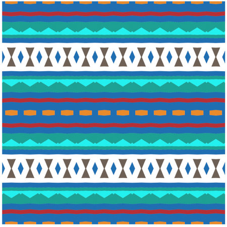 Vector geometric ornament in ethnic style. Seamless pattern with abstract shapes, repeat tiles....