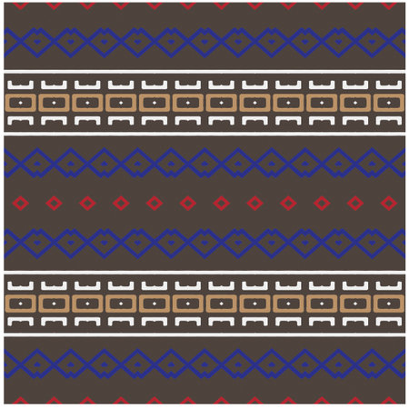 Vector geometric ornament in ethnic style. Seamless pattern with abstract shapes, repeat tiles. Vintage retro texture.Repeating pattern for decor, fabric,textile and fabric.のイラスト素材