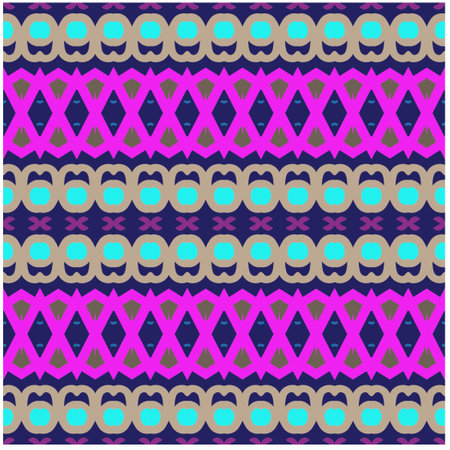 Vector geometric ornament in ethnic style. Seamless pattern with abstract shapes, repeat tiles. Vintage retro texture.Repeating pattern for decor, fabric,textile and fabric.のイラスト素材