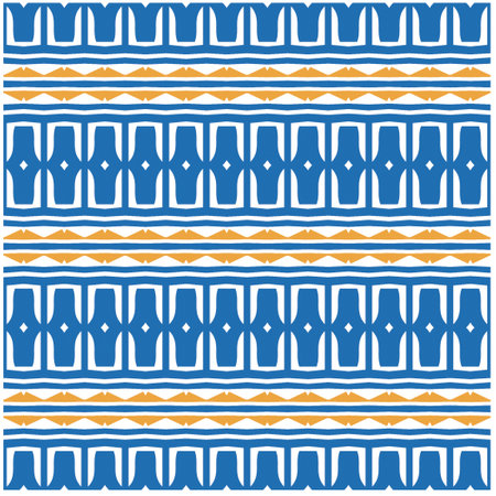 Vector geometric ornament in ethnic style. Seamless pattern with abstract shapes, repeat tiles. Vintage retro texture.Repeating pattern for decor, fabric,textile and fabric.のイラスト素材