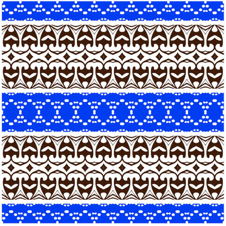 Vector geometric ornament in ethnic style. Seamless pattern with abstract shapes, repeat tiles. Vintage retro texture.Repeating pattern for decor, fabric,textile and fabric.のイラスト素材