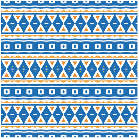 Vector geometric ornament in ethnic style. Seamless pattern with abstract shapes, repeat tiles. Vintage retro texture.Repeating pattern for decor, fabric,textile and fabric.のイラスト素材