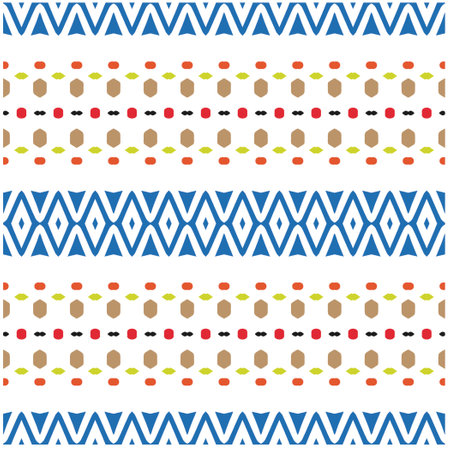 Vector geometric ornament in ethnic style. Seamless pattern with abstract shapes, repeat tiles. Vintage retro texture.Repeating pattern for decor, fabric,textile and fabric.のイラスト素材