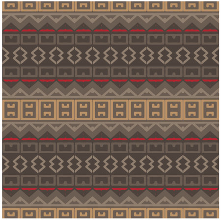 Vector geometric ornament in ethnic style. Seamless pattern with abstract shapes, repeat tiles. Vintage retro texture.Repeating pattern for decor, fabric,textile and fabric.のイラスト素材