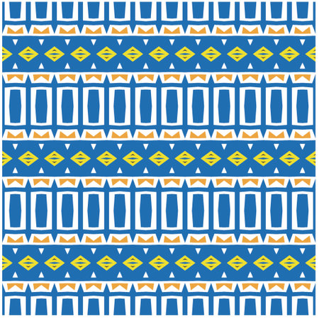 Vector geometric ornament in ethnic style. Seamless pattern with abstract shapes, repeat tiles. Vintage retro texture.Repeating pattern for decor, fabric,textile and fabric.のイラスト素材