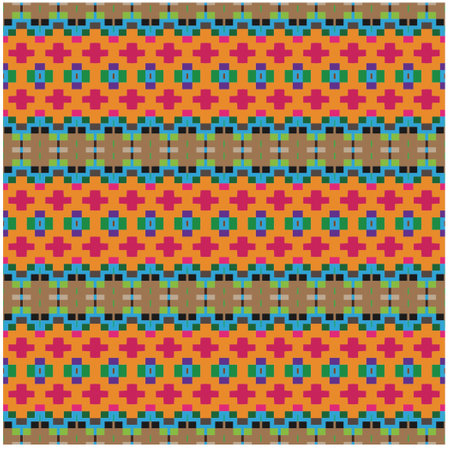 Vector geometric ornament in ethnic style. Seamless pattern with abstract shapes, repeat tiles....