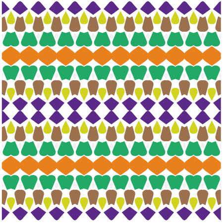 Vector geometric ornament in ethnic style. Seamless pattern with abstract shapes, repeat tiles. Vintage retro texture.Repeating pattern for decor, fabric,textile and fabric.のイラスト素材