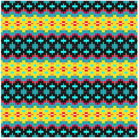 Vector geometric ornament in ethnic style. Seamless pattern with abstract shapes, repeat tiles....