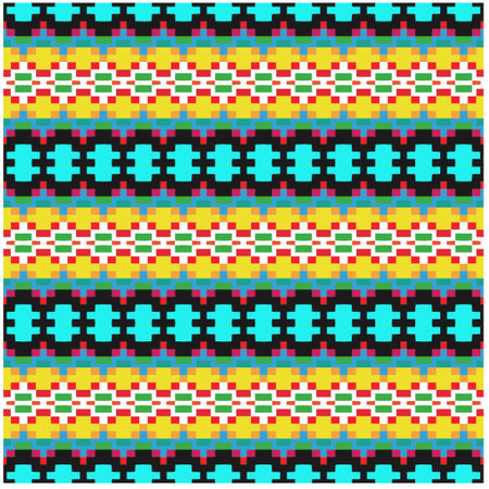 Vector geometric ornament in ethnic style. Seamless pattern with abstract shapes, repeat tiles. Vintage retro texture.Repeating pattern for decor, fabric,textile and fabric.のイラスト素材
