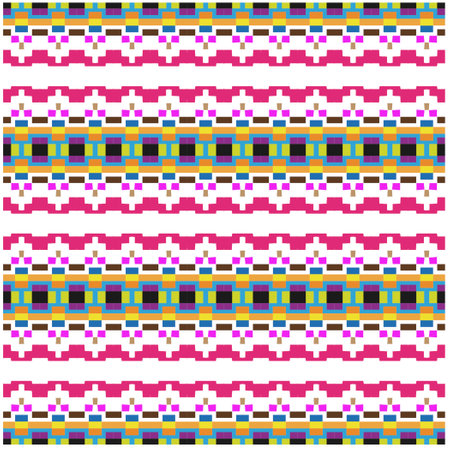 Vector geometric ornament in ethnic style. Seamless pattern with abstract shapes, repeat tiles....
