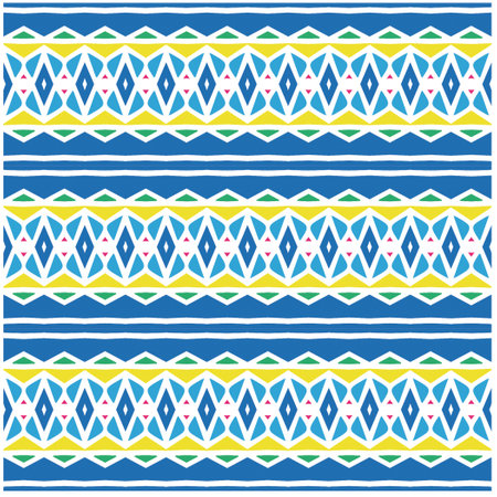 Vector geometric ornament in ethnic style. Seamless pattern with abstract shapes, repeat tiles. Vintage retro texture.Repeating pattern for decor, fabric,textile and fabric.のイラスト素材