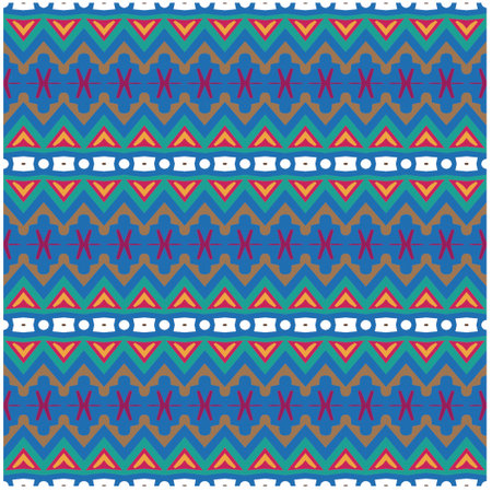 Vector geometric ornament in ethnic style. Seamless pattern with abstract shapes, repeat tiles....
