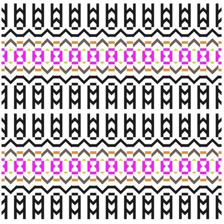 Vector geometric ornament in ethnic style. Seamless pattern with abstract shapes, repeat tiles. Vintage retro texture.Repeating pattern for decor, fabric,textile and fabric.のイラスト素材