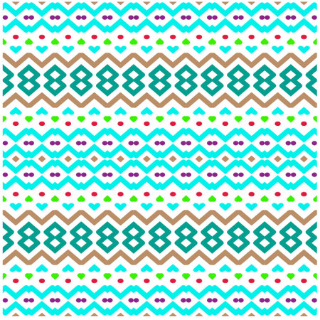 Vector geometric ornament in ethnic style. Seamless pattern with abstract shapes, repeat tiles. Vintage retro texture.Repeating pattern for decor, fabric,textile and fabric.のイラスト素材
