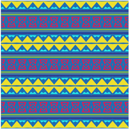 Vector geometric ornament in ethnic style. Seamless pattern with abstract shapes, repeat tiles. Vintage retro texture.Repeating pattern for decor, fabric,textile and fabric.のイラスト素材