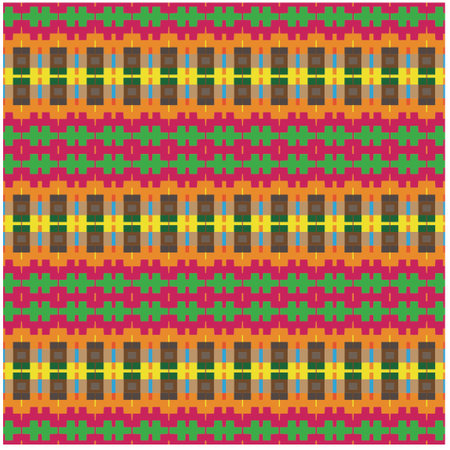 Vector geometric ornament in ethnic style. Seamless pattern with abstract shapes, repeat tiles. Vintage retro texture.Repeating pattern for decor, fabric,textile and fabric.のイラスト素材
