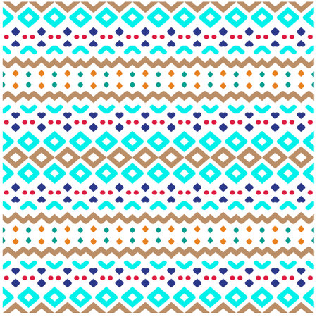 Vector geometric ornament in ethnic style. Seamless pattern with abstract shapes, repeat tiles. Vintage retro texture.Repeating pattern for decor, fabric,textile and fabric.のイラスト素材