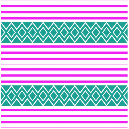 Vector geometric ornament in ethnic style. Seamless pattern with abstract shapes, repeat tiles. Vintage retro texture.Repeating pattern for decor, fabric,textile and fabric.のイラスト素材