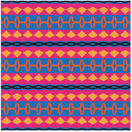 Vector geometric ornament in ethnic style. Seamless pattern with abstract shapes, repeat tiles. Vintage retro texture.Repeating pattern for decor, fabric,textile and fabric.のイラスト素材