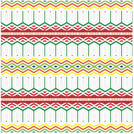 Vector geometric ornament in ethnic style. Seamless pattern with abstract shapes, repeat tiles. Repeating pattern for decor, fabric, textile and fabric.のイラスト素材