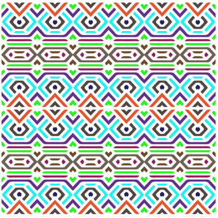 Vector geometric ornament in ethnic style. Seamless pattern with abstract shapes, repeat tiles. Repeating pattern for decor, fabric, textile and fabric.のイラスト素材
