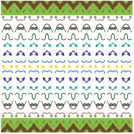 Vector geometric ornament in ethnic style. Seamless pattern with abstract shapes, repeat tiles. Repeating pattern for decor, fabric, textile and fabric.のイラスト素材