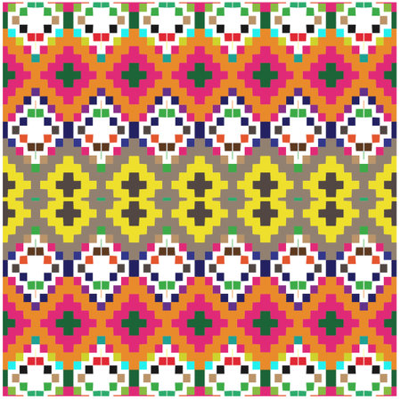 Vector geometric ornament in ethnic style. Seamless pattern with abstract shapes, repeat tiles. Repeating pattern for decor, fabric, textile and fabric.のイラスト素材