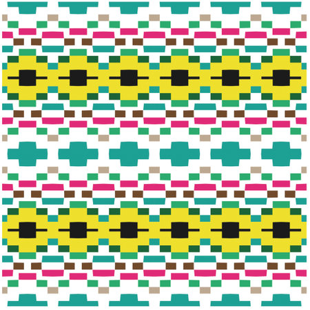 Vector geometric ornament in ethnic style. Seamless pattern with abstract shapes, repeat tiles. Repeating pattern for decor, fabric, textile and fabric.のイラスト素材