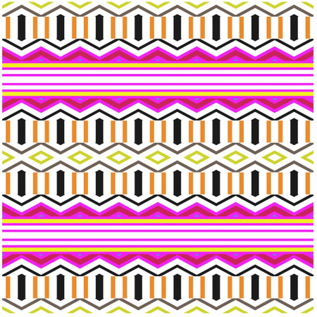 Vector geometric ornament in ethnic style. Seamless pattern with abstract shapes, repeat tiles. Repeating pattern for decor, fabric, textile and fabric.のイラスト素材