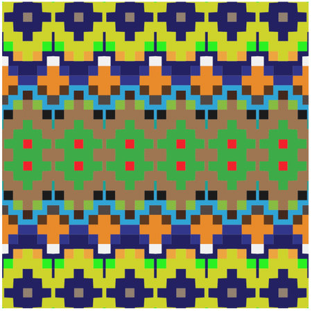Vector geometric ornament in ethnic style. Seamless pattern with abstract shapes, repeat tiles....
